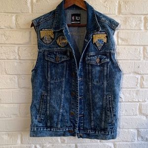 NBA Golden State Warriors Acid Wash Denim Vest